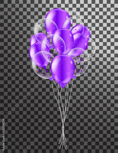 Purple baloons on the upsteirs with clear path isolated . illustration of beautiful, candy,