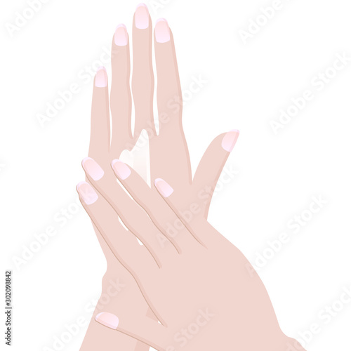 Illustration of applying hand cream