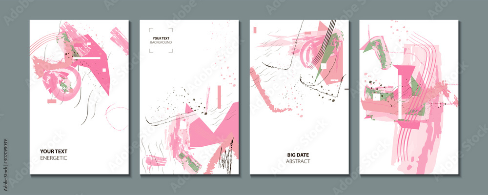 Elegant creative card templates set. Collection of romantic invitations with gold abstraction background Elegant creative card templates set. Collection of romantic invitations with gold abstraction background
