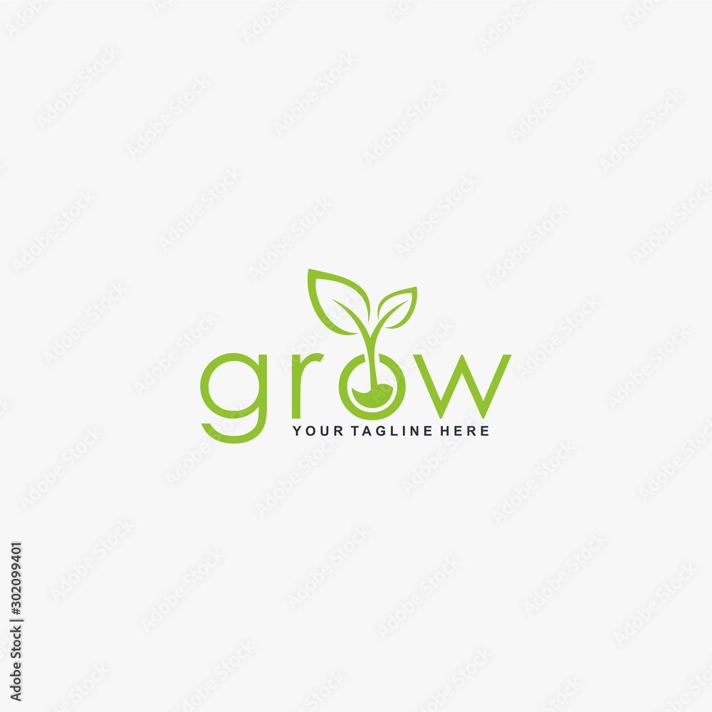Letter grow logo design vector. Leaf tree abstract design. Natural organic logo design. Letter grow logo design vector. Leaf tree abstract design. Natural organic logo design.
