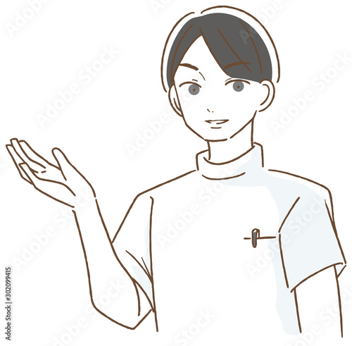 医師　医療　案内男性　イラスト