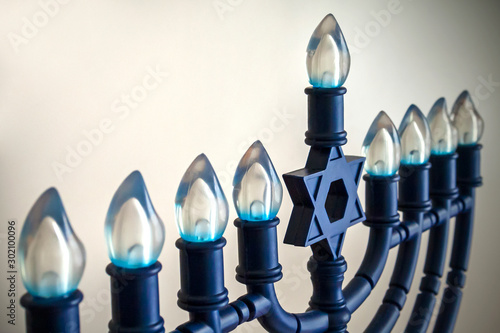 detail of Hanukkah menorah