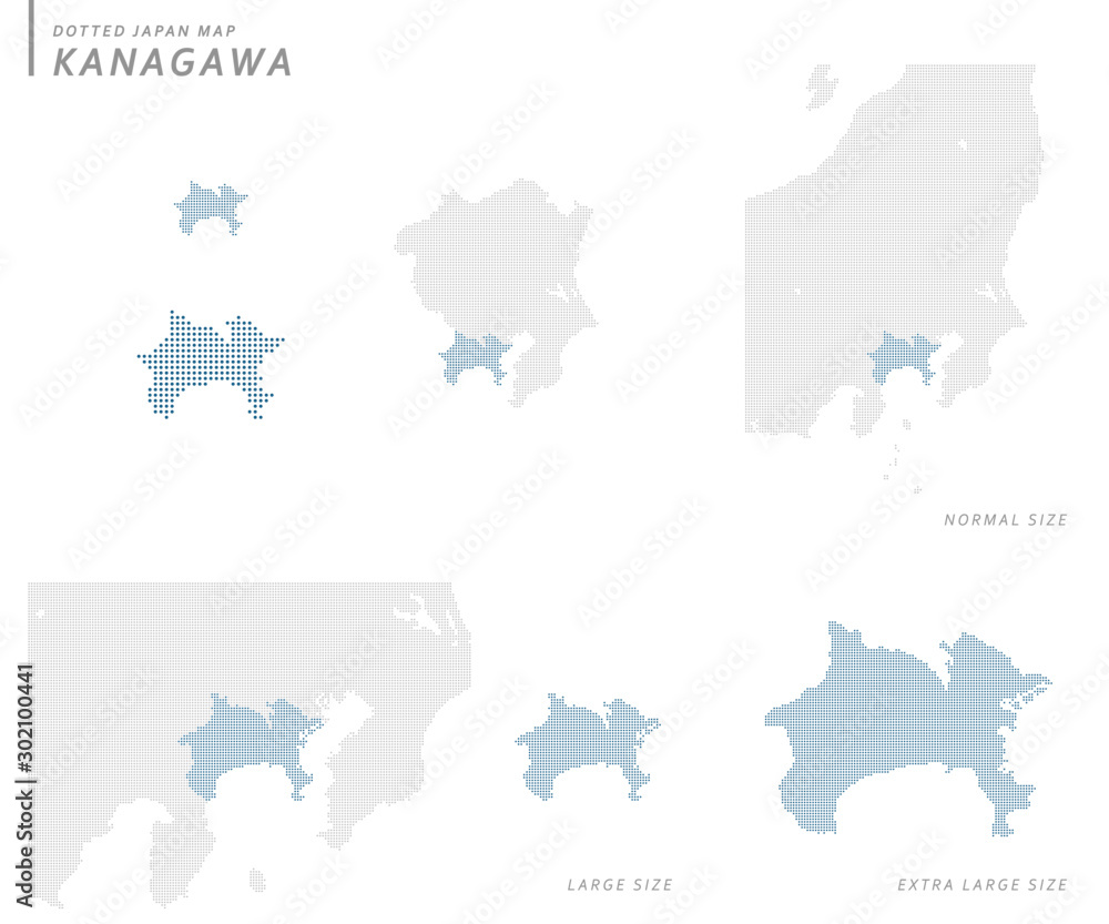 Fototapeta premium dotted Japan map, Kanagawa