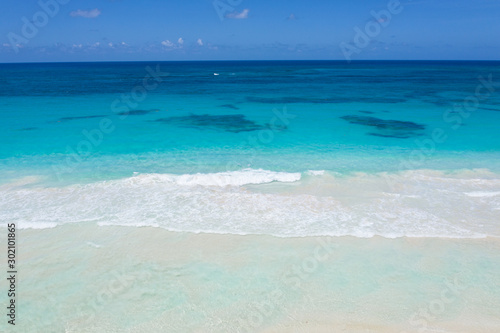 Wild tropical seashore with turquoise caribbean sea