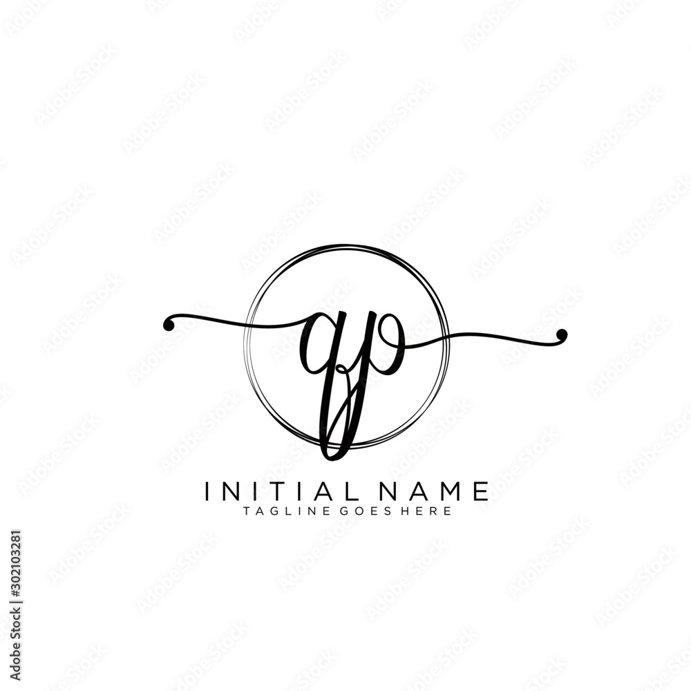 QP Initial handwriting logo with circle template vector. QP Initial handwriting logo with circle template vector.
