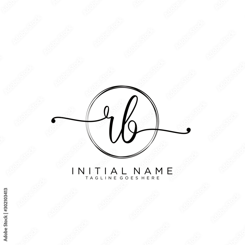 RB Initial handwriting logo with circle template vector. RB Initial handwriting logo with circle template vector.