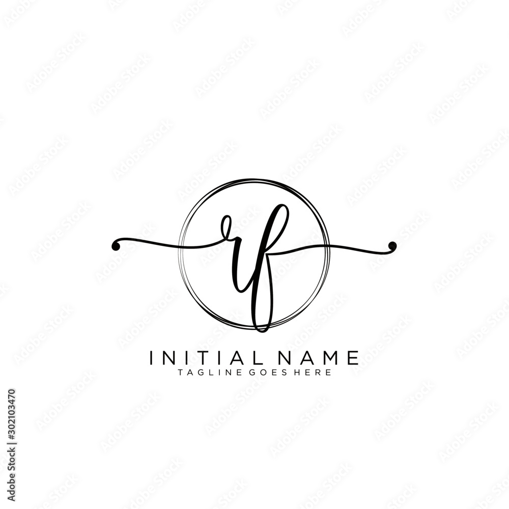 RF Initial handwriting logo with circle template vector. RF Initial handwriting logo with circle template vector.