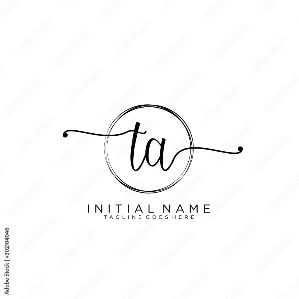 TA Initial handwriting logo with circle template vector. TA Initial handwriting logo with circle template vector.