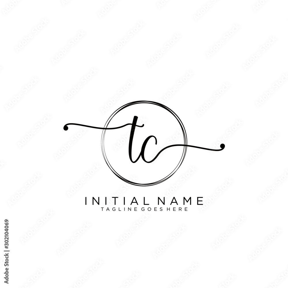 TC Initial handwriting logo with circle template vector. TC Initial handwriting logo with circle template vector.