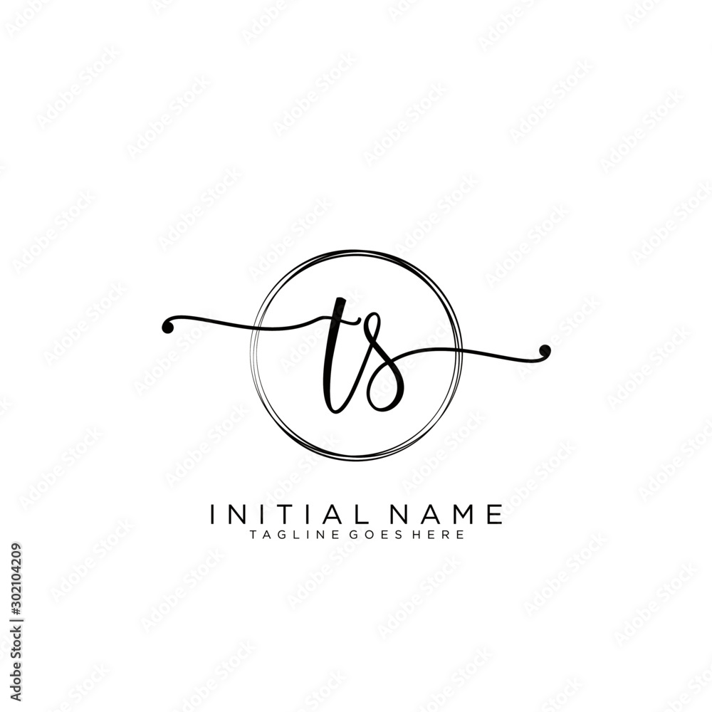 TS Initial handwriting logo with circle template vector. TS Initial handwriting logo with circle template vector.