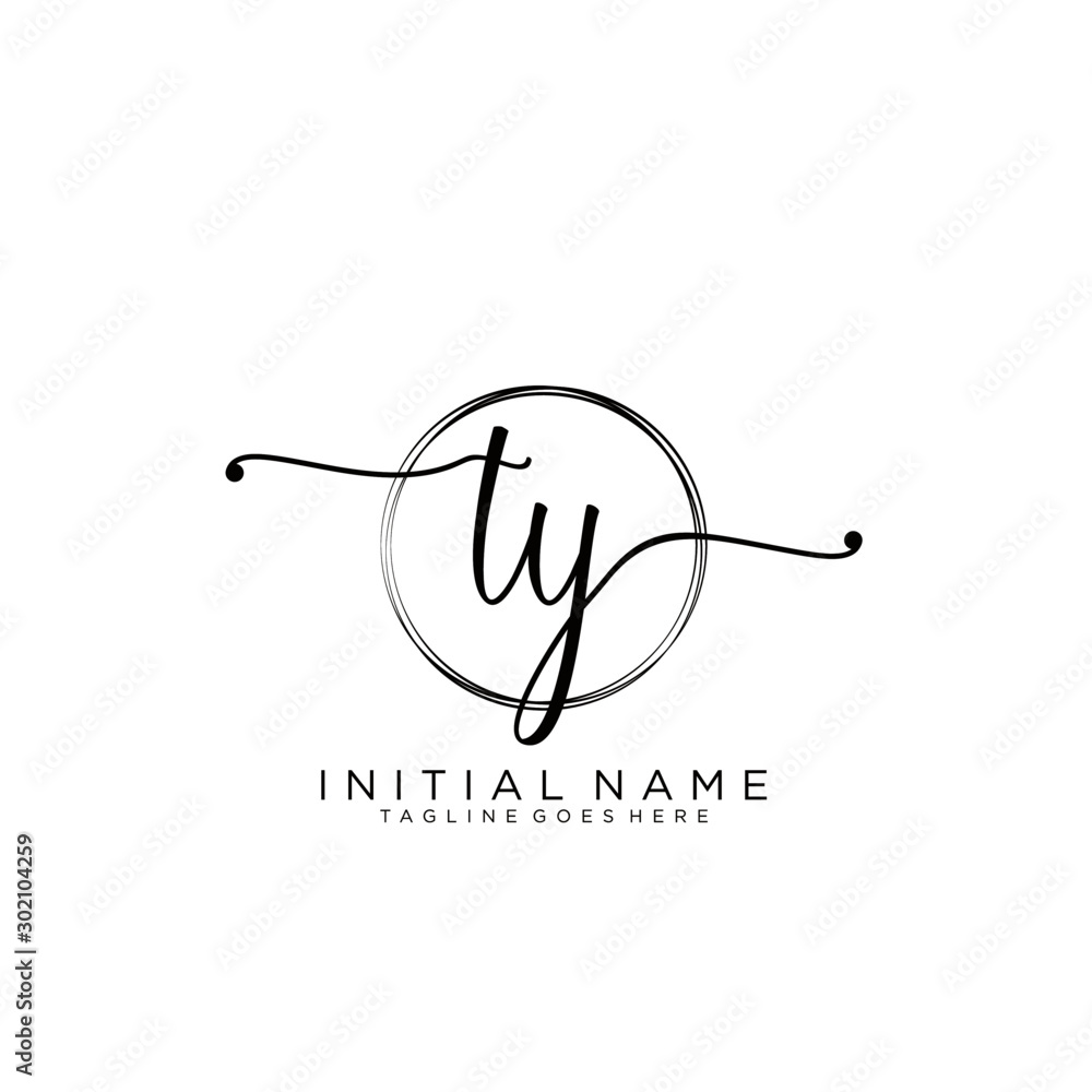 TY Initial handwriting logo with circle template vector. TY Initial handwriting logo with circle template vector.
