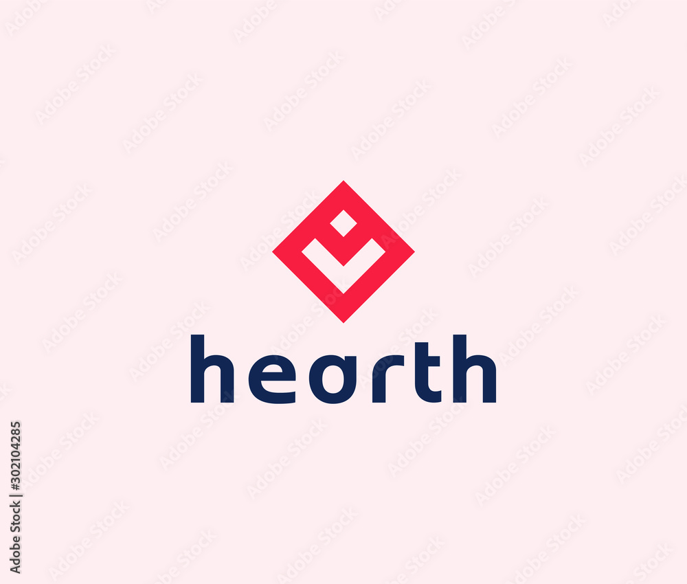 Hexagon heart shape Logo icon premium minimalist vector template Hexagon heart shape Logo icon premium minimalist vector template