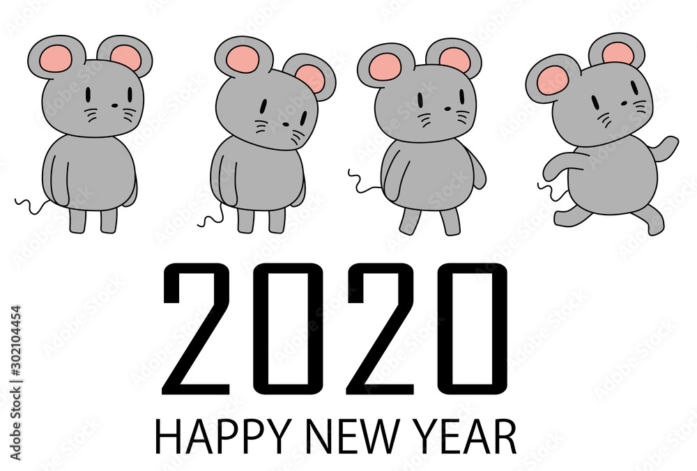 Obraz premium Happy New Years card of The mouse begins to walk 