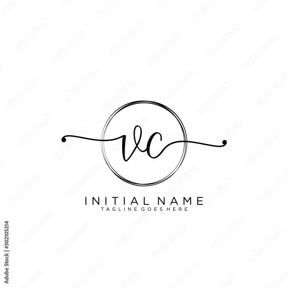 VC Initial handwriting logo with circle template vector. VC Initial handwriting logo with circle template vector.