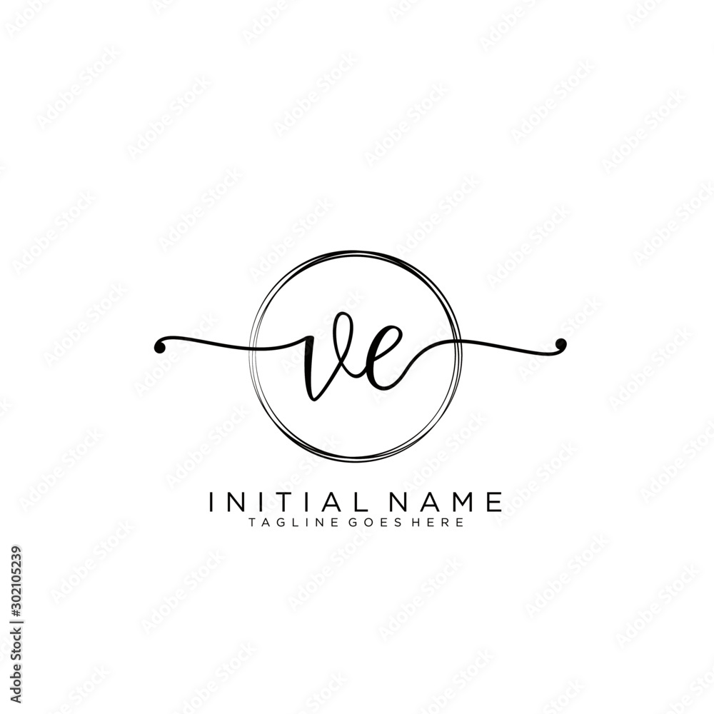 VE Initial handwriting logo with circle template vector. VE Initial handwriting logo with circle template vector.