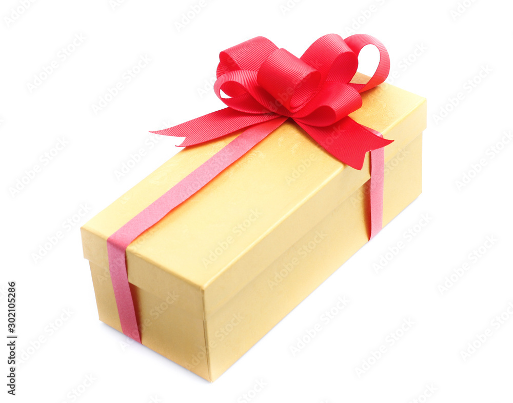Obraz premium yellow gift box isolated on white