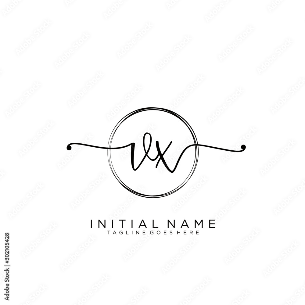 VX Initial handwriting logo with circle template vector. VX Initial handwriting logo with circle template vector.