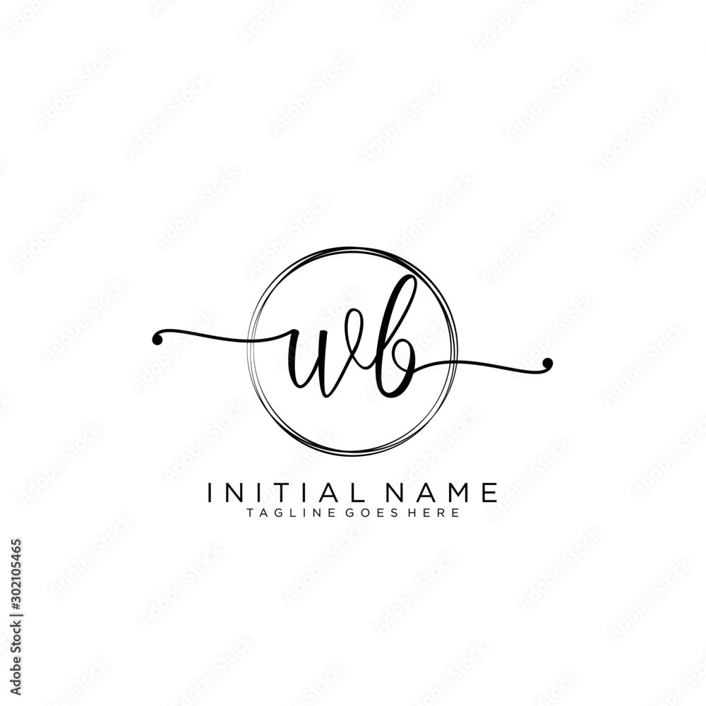 WB Initial handwriting logo with circle template vector. WB Initial handwriting logo with circle template vector.