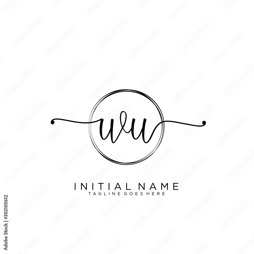 WU Initial handwriting logo with circle template vector. WU Initial handwriting logo with circle template vector.