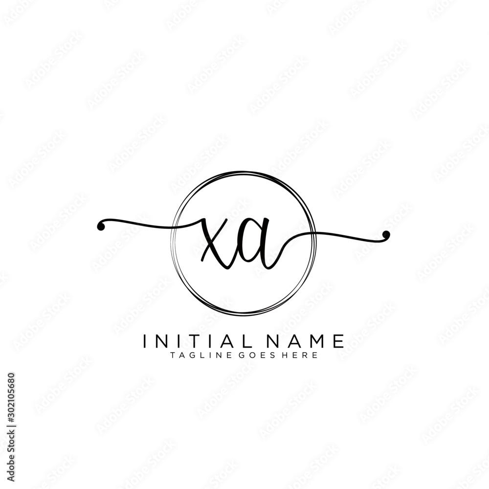 XA Initial handwriting logo with circle template vector. XA Initial handwriting logo with circle template vector.