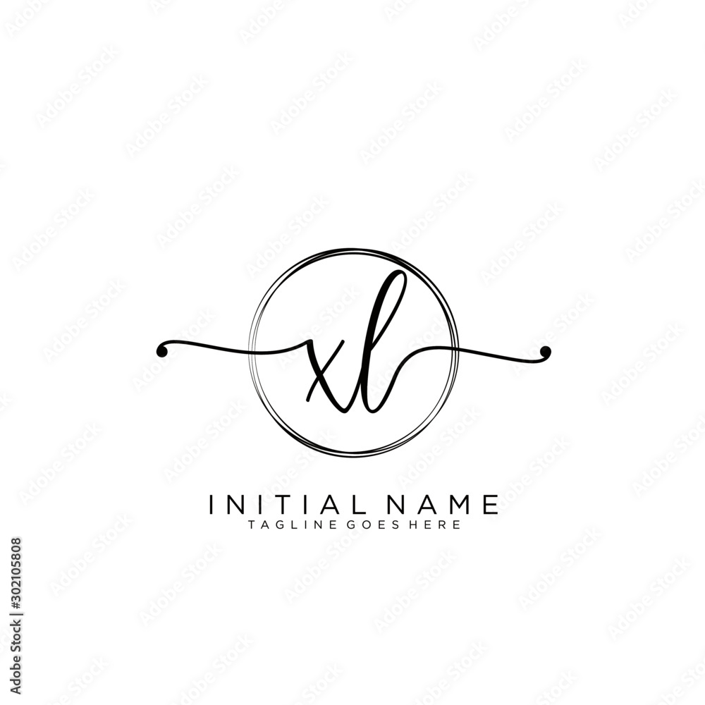 XL Initial handwriting logo with circle template vector. XL Initial handwriting logo with circle template vector.