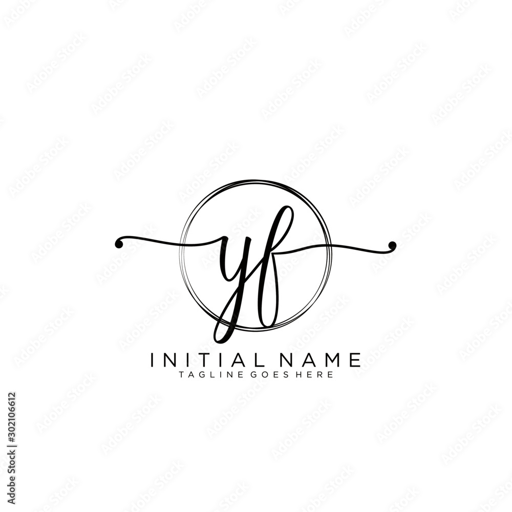 YF Initial handwriting logo with circle template vector. YF Initial handwriting logo with circle template vector.