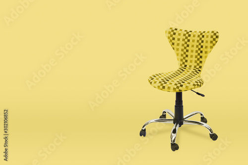 Color armchair. Modern designer chair on yellow background