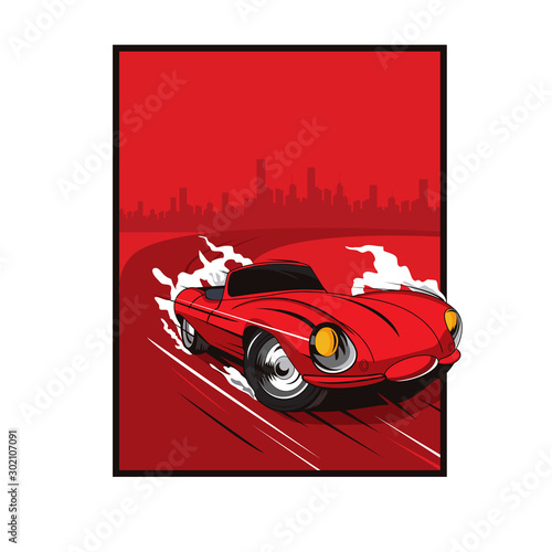 red car leave the city