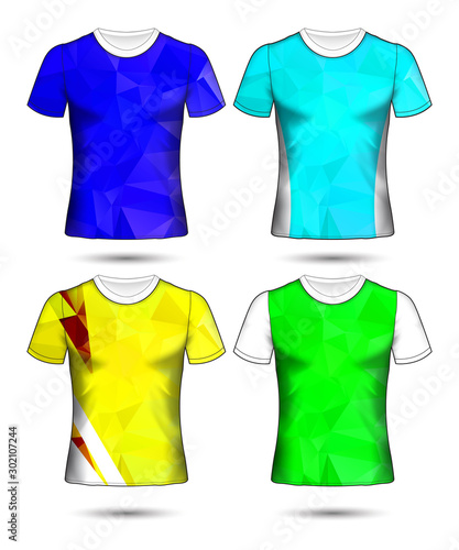  t-shirt templates abstract geometric collection of different colors polygonal mosaic