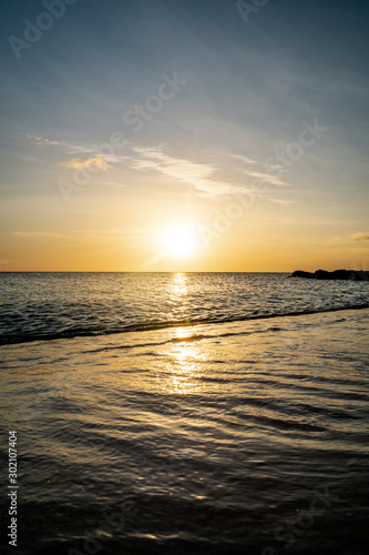 Water Rolling onto Shore during Sunset at Playa Porto Marie, Curaçao