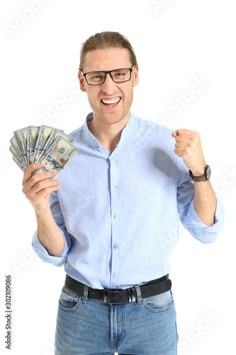 Happy young man with money ...