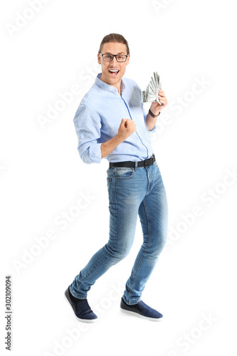 Happy young man with money ...