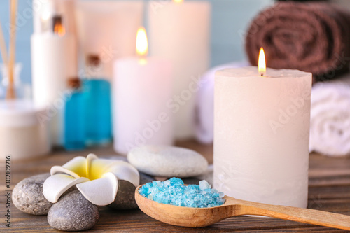 Composition with spa items on table