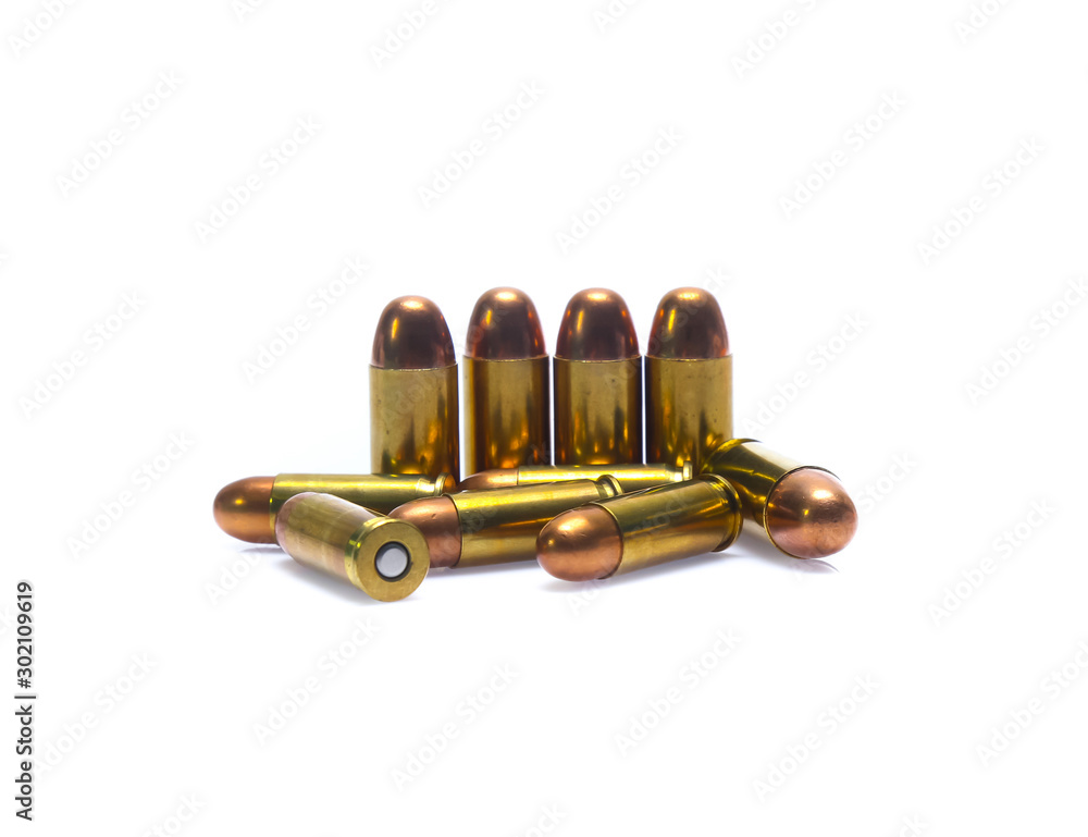cartridges of .45 ACP pistols ammo isolated cartridges of .45 ACP pistols ammo isolated