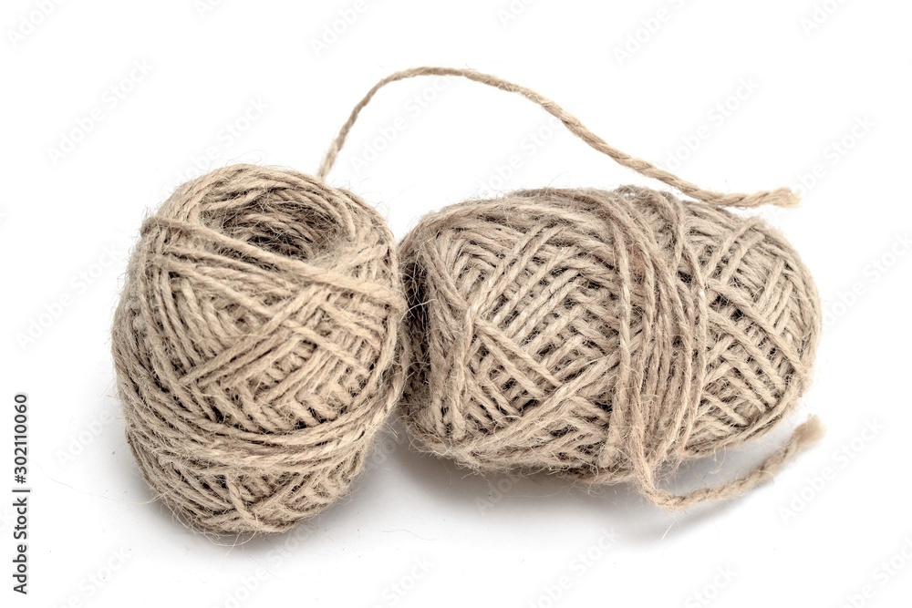 Skein of rope twine on a white background. Skein of rope twine on a white background.