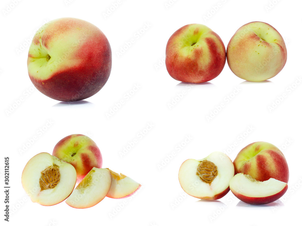 set of Peach isolated on white set of Peach isolated on white