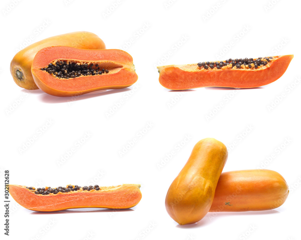 sweet papaya on white background (Mix, set , collection) sweet papaya on white background (Mix, set , collection)