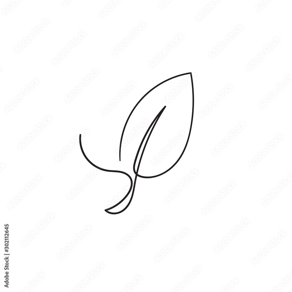 hand drawn leaf icon illustration with single line doodle concept vector hand drawn leaf icon illustration with single line doodle concept vector