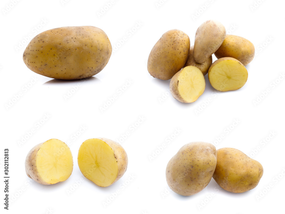 set of potatoes isolated on white background set of potatoes isolated on white background