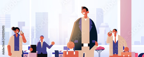 business people team working together men women colleagues having meeting in conference room successful teamwork concept modern office interior flat portrait horizontal vector illustration