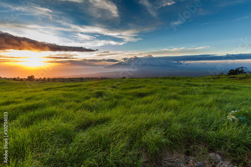 Fototapeta Naklejka Na Ścianę i Meble -  Maui, Thompson road sunset near Kula on the western slope of  Haleakalā looking towards Lahaina