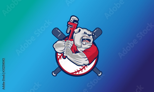 homerun plumbing basball logo vector