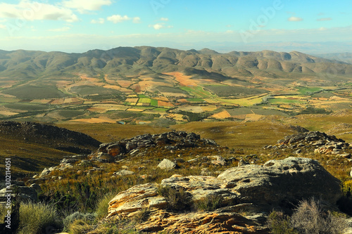 A panoramic landscape at the foothills of the Swartberg Mountains