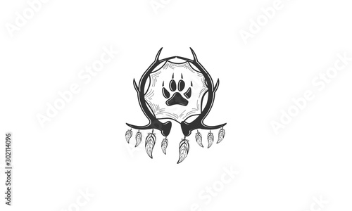 logo traking feet dog vector