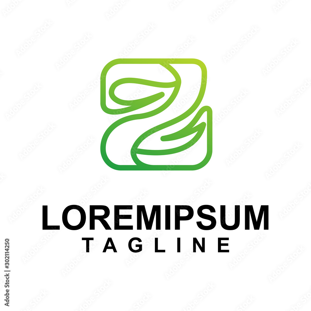 Colorful Letter Z with Leaf line Logo Design Colorful Letter Z with Leaf line Logo Design