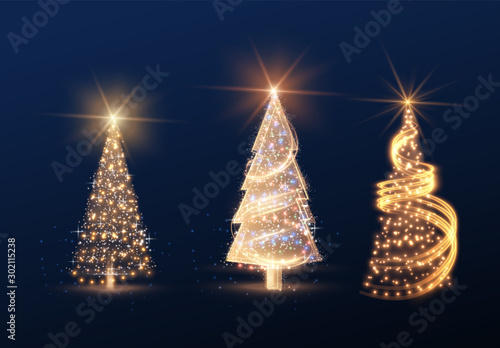 Shiny magic Christmas tree collection vector element background. EPS10