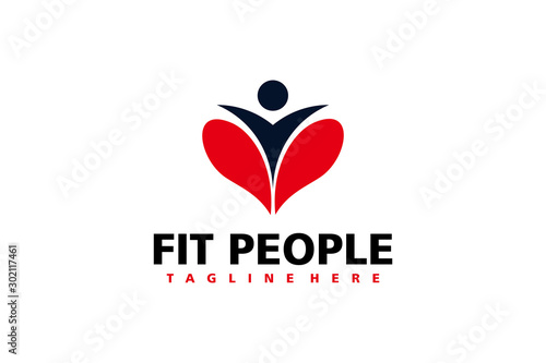 fit people logo icon vector isolated