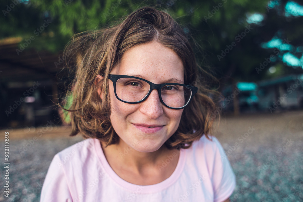 Portrait of a girl with glasses. Portrait of a girl with glasses.