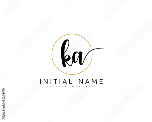 K A KA Initial handwriting logo vector. Hand lettering for designs