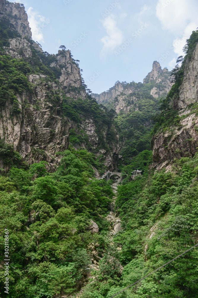 Yellow Mountains.Mount Huangshan.A mountain range in southern Anhui province in eastern China. Yellow Mountains.Mount Huangshan.A mountain range in southern Anhui province in eastern China.